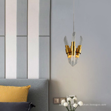 Artistic Design Bedroom Bedside Glass Gold LED Chandelier